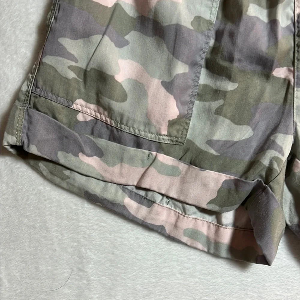 Aerie Green and Pink Cargo Shorts with Elastic Waistband and Bow - XS